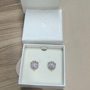 Sparkling Rose Gold and Silver Cluster Earrings